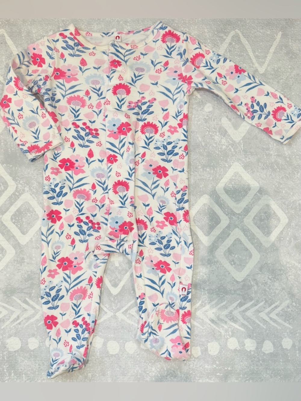 Magnetic Floral Footie Onesie Pink and Blue